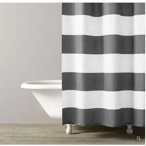 Kassatex Fine Linens Hampton Stripe Shower Curtain White Gray